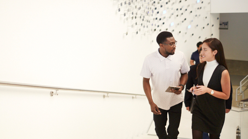 Students walking in hall